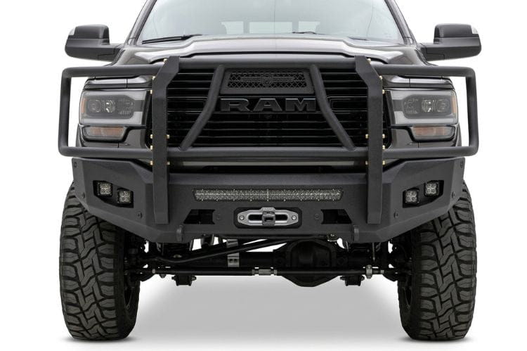 Chassis Unlimited Attitude CUB980321BG aftermarket front bumper with guard for 2019–2025 Ram 2500/3500, textured black finish