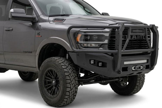 Chassis Unlimited Attitude CUB980321BG aftermarket front bumper with guard for 2019–2025 Ram 2500/3500, textured black finish