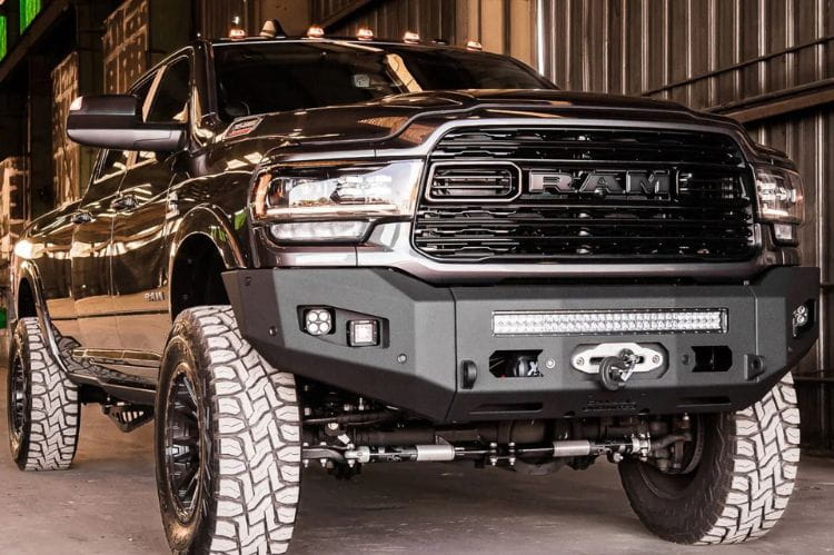 Chassis Unlimited Attitude CUB980321RAW custom front bumper for 2019–2025 Ram 2500/3500, raw steel finish ready for customization