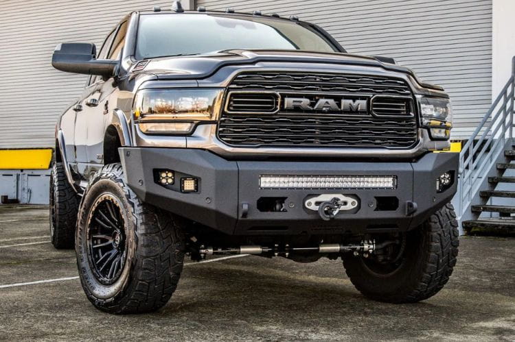 Chassis Unlimited Attitude CUB980321RAW custom front bumper for 2019–2025 Ram 2500/3500, raw steel finish ready for customization