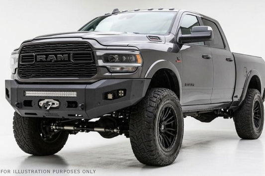 Chassis Unlimited Attitude CUB980321RAW custom front bumper for 2019–2025 Ram 2500/3500, raw steel finish ready for customization