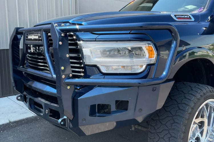 Chassis Unlimited Attitude CUB980322BGRAW front truck bumper with guard for 2019–2025 Ram 2500/3500, raw finish, sensor cutouts