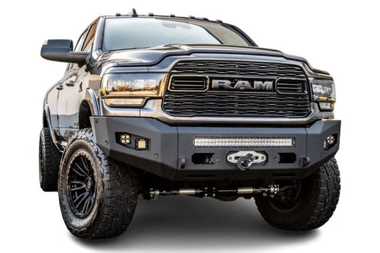Chassis Unlimited Attitude CUB980322RAW offroad front bumper for 2019–2025 Ram 2500/3500, raw steel with sensor cutouts