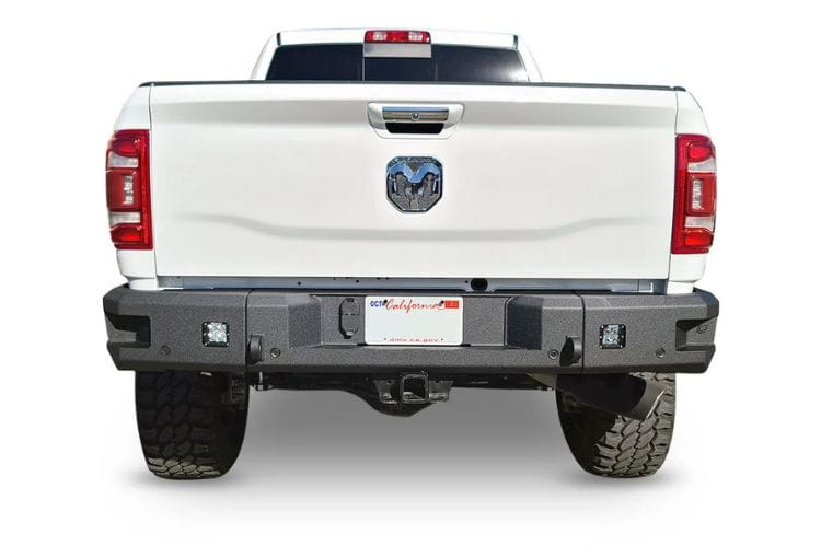 Chassis Unlimited Attitude CUB990322 offroad rear bumper for 2019–2025 Ram 2500/3500, textured black with sensor cutouts