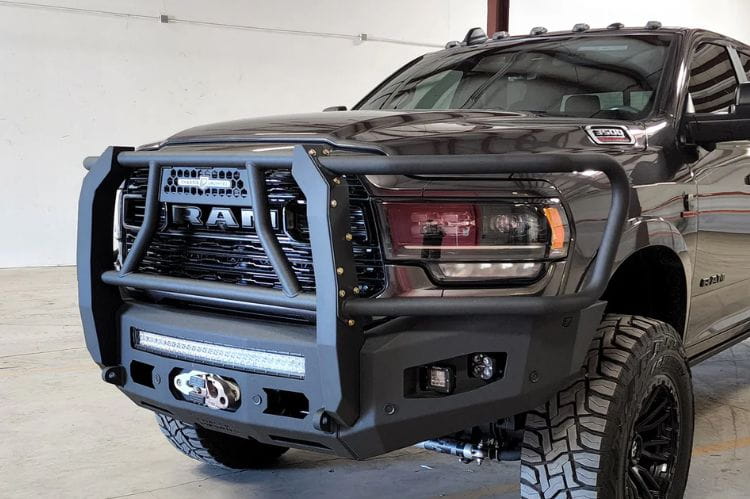 Chassis Unlimited Attitude CUB980321BGRAW steel front bumper with guard for 2019–2025 Ram 2500/3500, raw finish heavy duty design