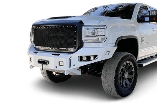 Chassis Unlimited Octane Custom Front Bumper CUB940302 in textured black, designed for 2015-2019 GMC Sierra 2500HD/3500HD