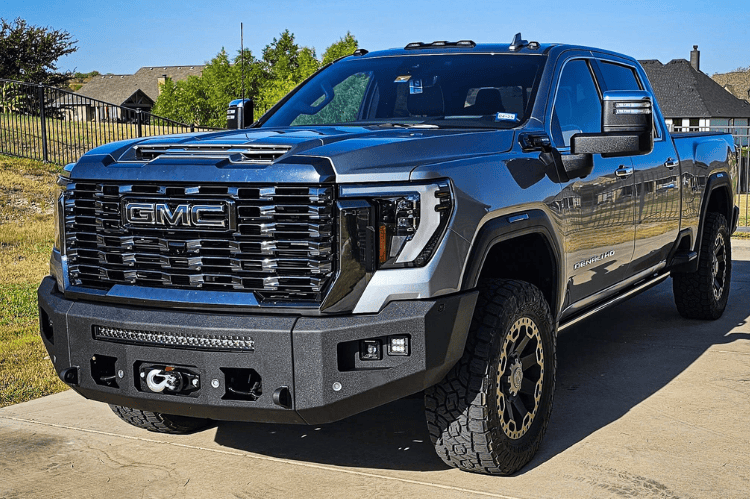 Chassis Unlimited CUB980691RAW custom front bumper raw steel front armor for 2024+ GMC Sierra 2500/3500 heavy-duty protection