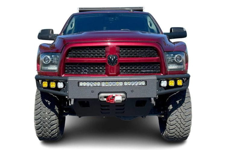 Chassis Unlimited Diablo CUB950012RAW custom front bumper for 2010–2018 Ram 2500/3500 with raw steel and sensor cutouts