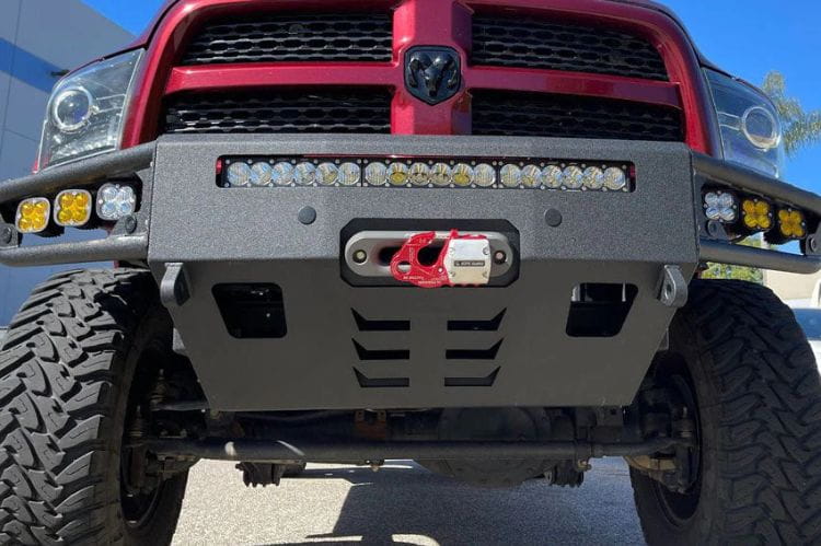Chassis Unlimited Diablo CUB950012RAW custom front bumper for 2010–2018 Ram 2500/3500 with raw steel and sensor cutouts