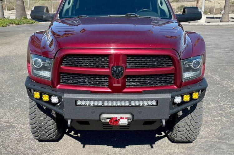 Chassis Unlimited Diablo CUB950012RAW custom front bumper for 2010–2018 Ram 2500/3500 with raw steel and sensor cutouts