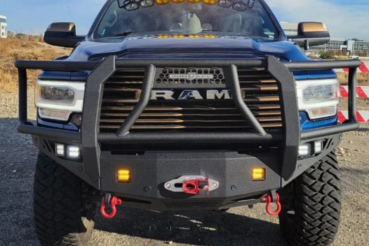 Chassis Unlimited Octane CUB940321BGRAW custom grille guard front bumper for 2019–2025 Ram 2500/3500 in raw steel