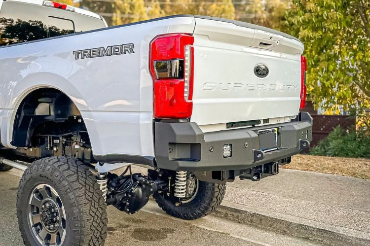 Custom truck rear bumper CUB990751 from Chassis Unlimited provides a 2023+ Ford F250/F350 Superduty texture black upgrade