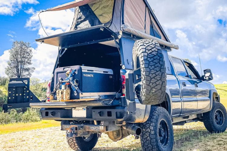 Chassis Unlimited CUB960251 dual swing rear bumper for 1999-2007 Chevy Silverado 1500 black powder coat finish with tire carrier 