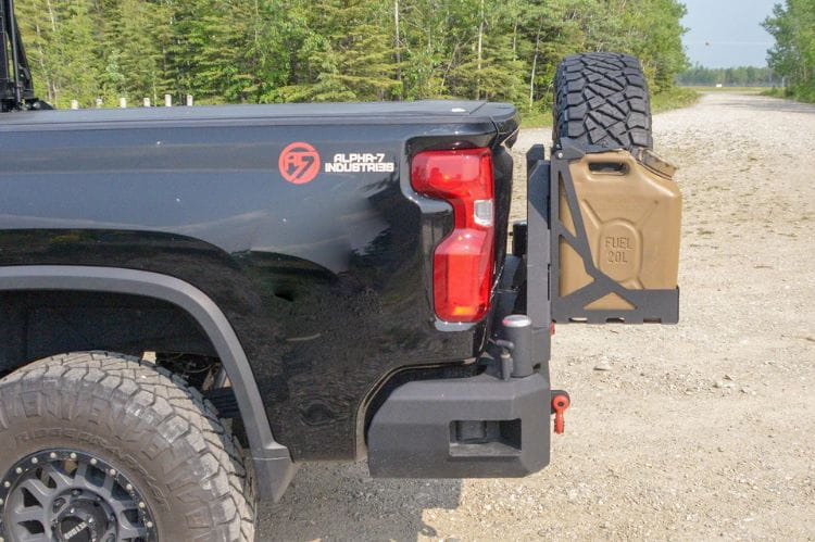 Chassis Unlimited dual swing out rear bumper CUB960572RAW for 2020-2025 Chevy Silverado 2500/3500, raw finish and sensor cutouts