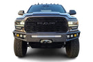 Chassis Unlimited Diablo CUB950322 front bumper for 2019–2025 Ram 2500/3500 with textured black finish and sensor cutouts