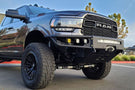 Chassis Unlimited Diablo CUB950322 front bumper for 2019–2025 Ram 2500/3500 with textured black finish and sensor cutouts