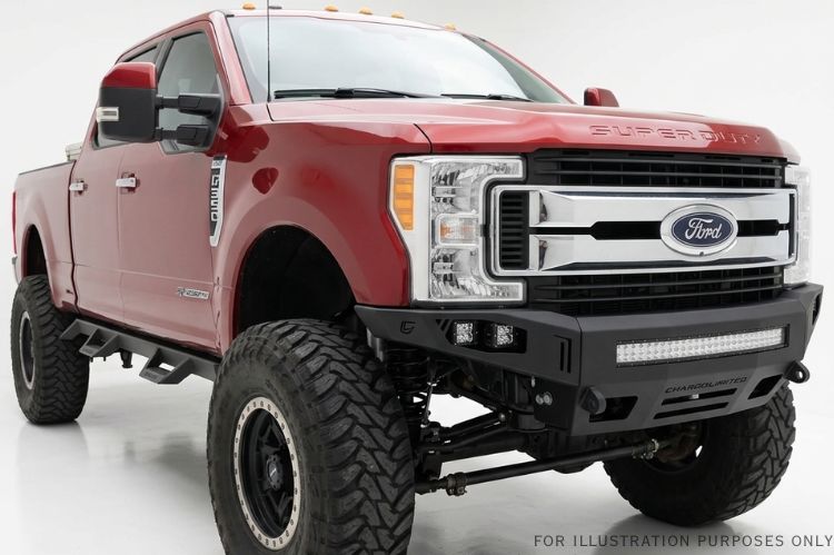 Chassis Unlimited front bumper Octane CUB900141 for 2017–2022 Ford F250/F350 Superduty. Textured black steel with heavy-duty design