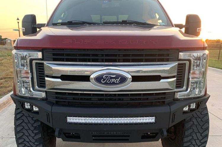 Chassis Unlimited front bumper Octane CUB900141 for 2017–2022 Ford F250/F350 Superduty. Textured black steel with heavy-duty design