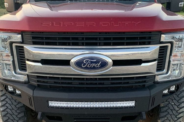 Chassis Unlimited front bumper Octane CUB900141 for 2017–2022 Ford F250/F350 Superduty. Textured black steel with heavy-duty design