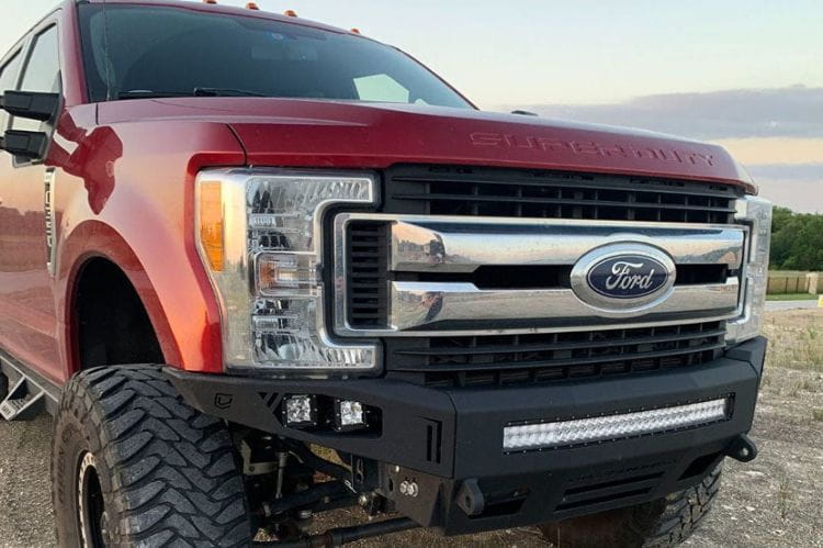 Chassis Unlimited front bumper Octane CUB900141 for 2017–2022 Ford F250/F350 Superduty. Textured black steel with heavy-duty design