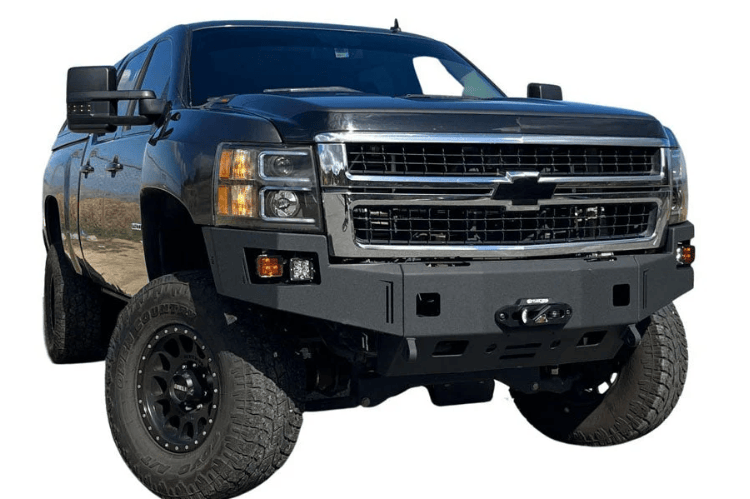 Raw steel Chassis Unlimited Octane front bumper replacement CUB940271RAW built to toughen 2007.5–2010 Chevy Silverado 2500/3500