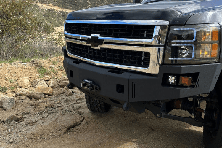 Raw steel Chassis Unlimited Octane front bumper replacement CUB940271RAW built to toughen 2007.5–2010 Chevy Silverado 2500/3500