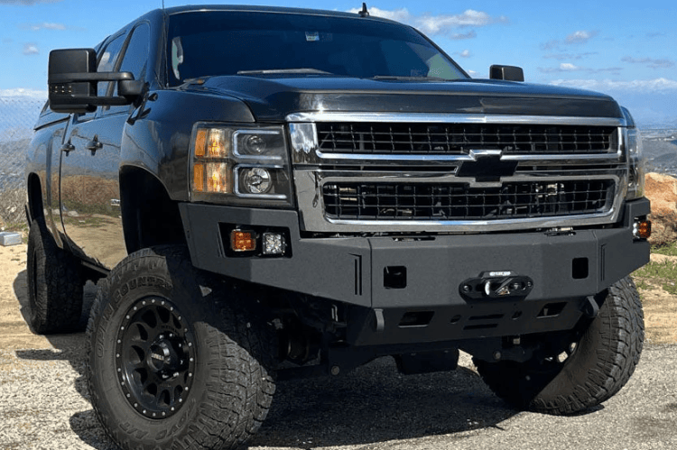 Raw steel Chassis Unlimited Octane front bumper replacement CUB940271RAW built to toughen 2007.5–2010 Chevy Silverado 2500/3500