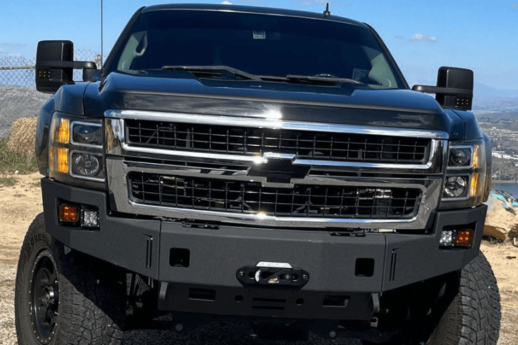 Raw steel Chassis Unlimited Octane front bumper replacement CUB940271RAW built to toughen 2007.5–2010 Chevy Silverado 2500/3500