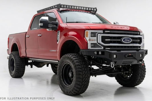 Chassis Unlimited CUB940141 heavy duty winch bumper for 2017–2022 Ford F250/F350 Super Duty, textured black powder coat, perfect for off-road use