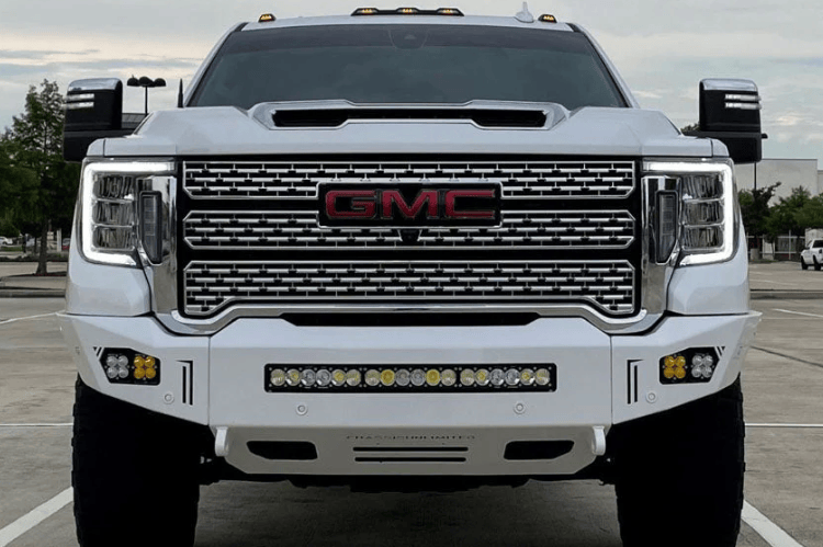 Rugged Chassis Unlimited Octane front bumper CUB900571RAW for 2020-2023 GMC Sierra 2500/3500, raw steel heavy-duty design