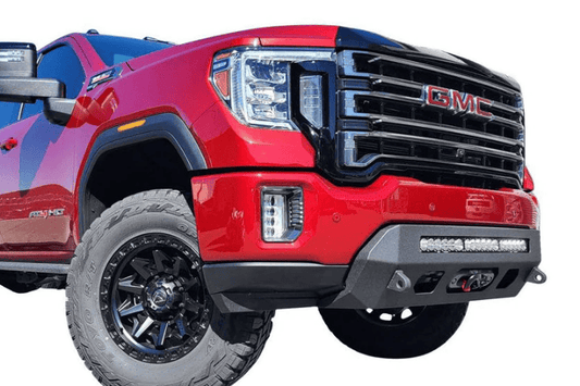 Low-profile winch bumper CUB920571 by Chassis Unlimited Prolite, textured black for 2020–2023 GMC Sierra 2500/3500