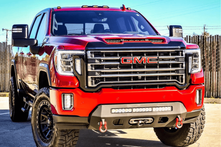 Low-profile winch bumper CUB920571 by Chassis Unlimited Prolite, textured black for 2020–2023 GMC Sierra 2500/3500
