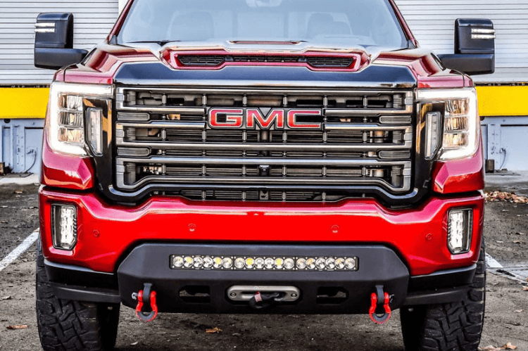 Low-profile winch bumper CUB920571 by Chassis Unlimited Prolite, textured black for 2020–2023 GMC Sierra 2500/3500