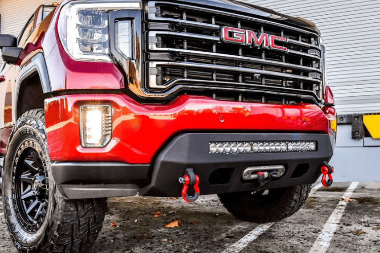 Low-profile winch bumper CUB920571 by Chassis Unlimited Prolite, textured black for 2020–2023 GMC Sierra 2500/3500