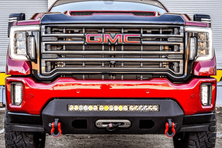 Low-profile winch bumper CUB920571 by Chassis Unlimited Prolite, textured black for 2020–2023 GMC Sierra 2500/3500
