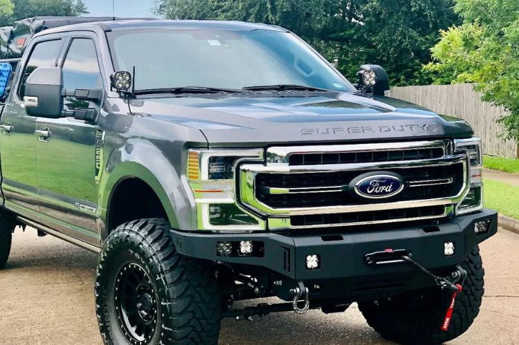 Chassis Unlimited CUB940141RAW front winch bumper for 2017–2022 Ford F250/F350 Super Duty, raw finish, built for durability