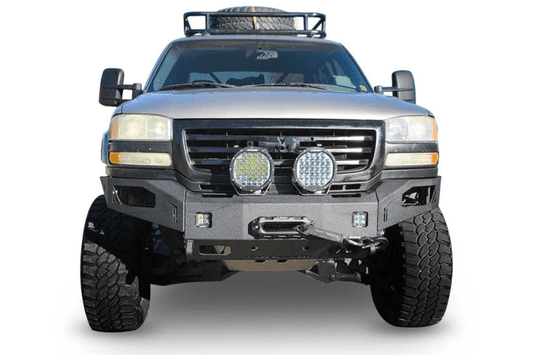 Aftermarket Front Bumper Chassis Unlimited CUB940501, winch-ready, rugged texture black finish for 2003-2006 GMC Sierra 2500/3500