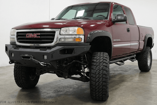 Aftermarket Front Bumper Chassis Unlimited CUB940501, winch-ready, rugged texture black finish for 2003-2006 GMC Sierra 2500/3500
