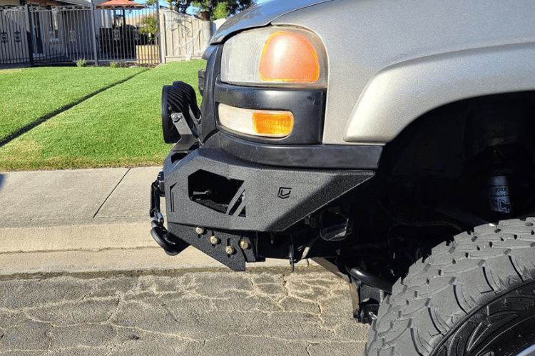 Aftermarket Front Bumper Chassis Unlimited CUB940501, winch-ready, rugged texture black finish for 2003-2006 GMC Sierra 2500/3500