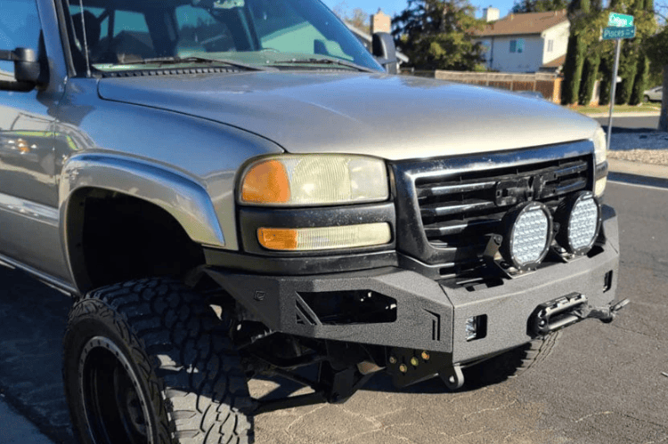 Aftermarket Front Bumper Chassis Unlimited CUB940501, winch-ready, rugged texture black finish for 2003-2006 GMC Sierra 2500/3500