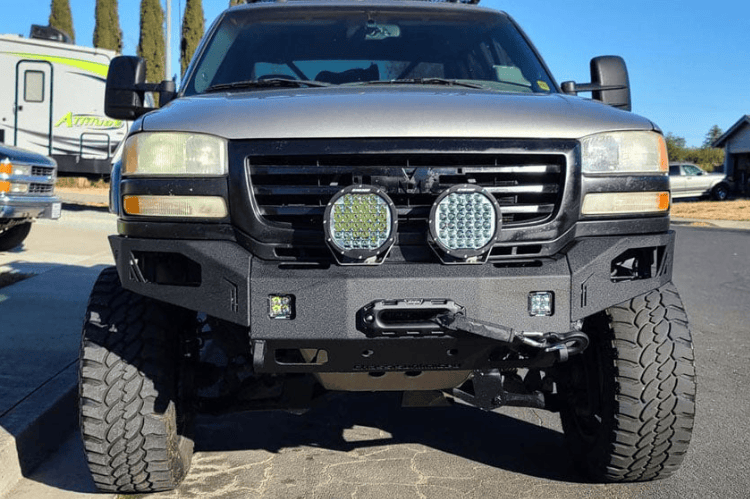 Aftermarket Front Bumper Chassis Unlimited CUB940501, winch-ready, rugged texture black finish for 2003-2006 GMC Sierra 2500/3500