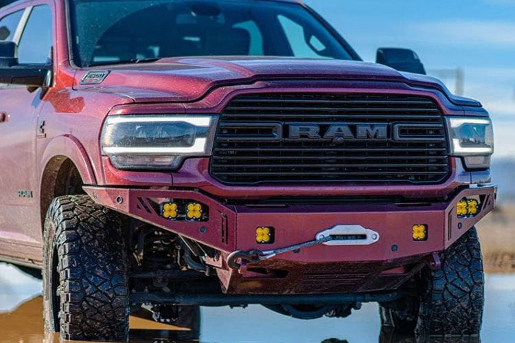 Chassis Unlimited Octane CUB940322RAW front winch bumper for 2019–2025 Ram 2500/3500 with raw steel finish and sensor cutouts
