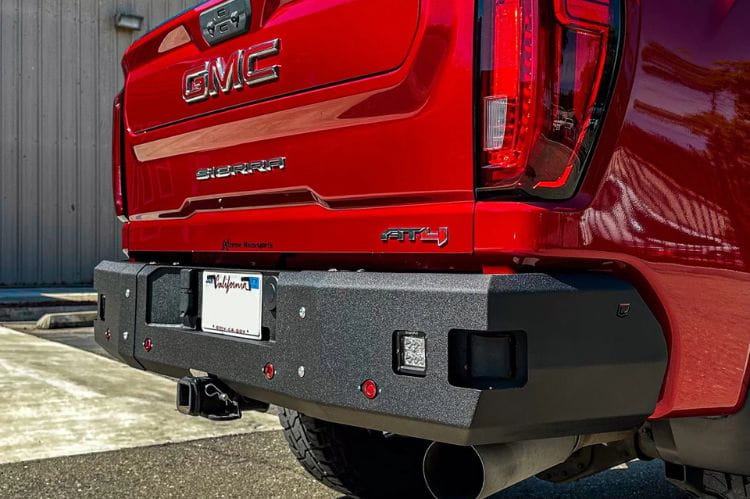 GMC truck bumper Chassis Unlimited Fuel CUB510570 black textured rear defense for 2020-2025 GMC Sierra 2500/3500 models.