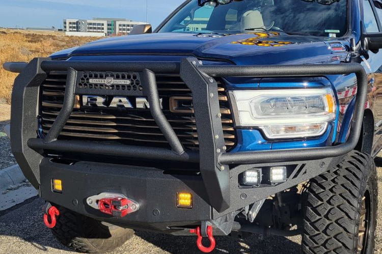 Chassis Unlimited Octane CUB940322BG grille guard front bumper for 2019–2025 Ram 2500/3500 with sensor cutouts