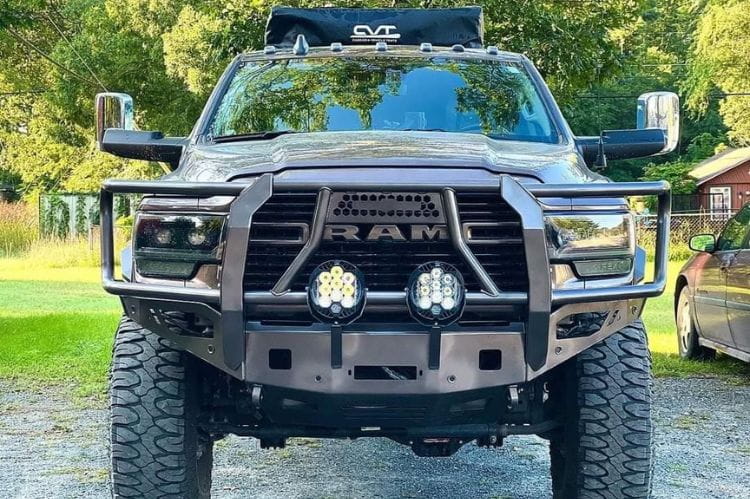 Chassis Unlimited Octane CUB940322BG grille guard front bumper for 2019–2025 Ram 2500/3500 with sensor cutouts