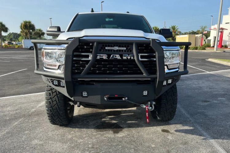 Chassis Unlimited Octane CUB940322BG grille guard front bumper for 2019–2025 Ram 2500/3500 with sensor cutouts