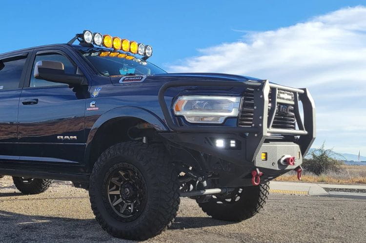 Chassis Unlimited Octane CUB940322BG grille guard front bumper for 2019–2025 Ram 2500/3500 with sensor cutouts