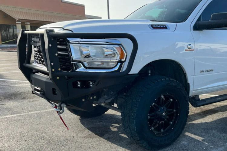 Chassis Unlimited Octane CUB940322BG grille guard front bumper for 2019–2025 Ram 2500/3500 with sensor cutouts