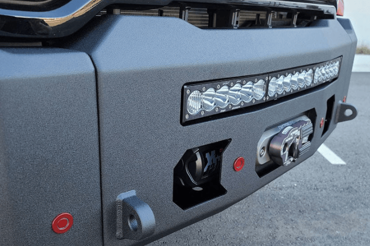 Heavy Duty Front Bumper CUB980571 by Chassis Unlimited Attitude textured black finish for 2020-2023 Sierra 2500/3500 bold design