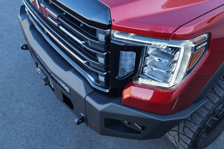 Heavy Duty Front Bumper CUB980571 by Chassis Unlimited Attitude textured black finish for 2020-2023 Sierra 2500/3500 bold design